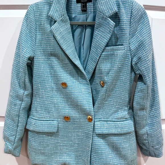 Blue tweed Blazer women, Forever 21. Great conditions, worn 2-3 times. - Picture 6 of 7